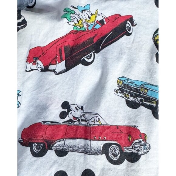 VTG 80s Men's Sz M Disney Mickey & Minnie Mouse Driving in Cars Button Up Shirt - Picture 7 of 9